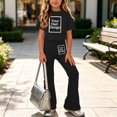 thumbnail image 4 of LvhaoGJOB Little Kids Girls T-Shirt and Shorts Outfit Set, Black - graphic print, custom print, 4 of 7