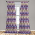 thumbnail image 5 of Ambesonne Colorful Curtains, Chevron Small Strikes, Pair of 28"x63", Purple Khaki Blue, 5 of 5