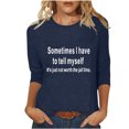 thumbnail image 2 of Chemises pour Femmes Habillées Décontractées, Chemises à Manches 3/4 pour Femmes, Tuniques à Manches Courtes Grande Taille pour Femmes, T-shirt à Manches 3/4 à Col Rond Imprimé Lettres Mode Décontractée pour Femmes, 2 of 5