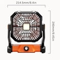 thumbnail image 3 of Qocolhg Ventilateur Personnel de Camping Rechargeable, Ventilateur Alimenté par Batterie Haute Puissance 6w avec Lanterne LED, Rotation de Tête 270°, Ventilateur de Bureau Table/USB Portable avec Crochet de Suspension pour Voyage Camping Tente Bureau, Orange, 3 of 9
