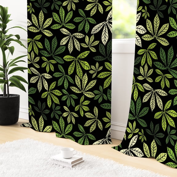 Tchckioa Modern Leaves Blackout Curtains,42x63 Inch Privacy Protection Grommet Drapes for Apartment,Set of 2