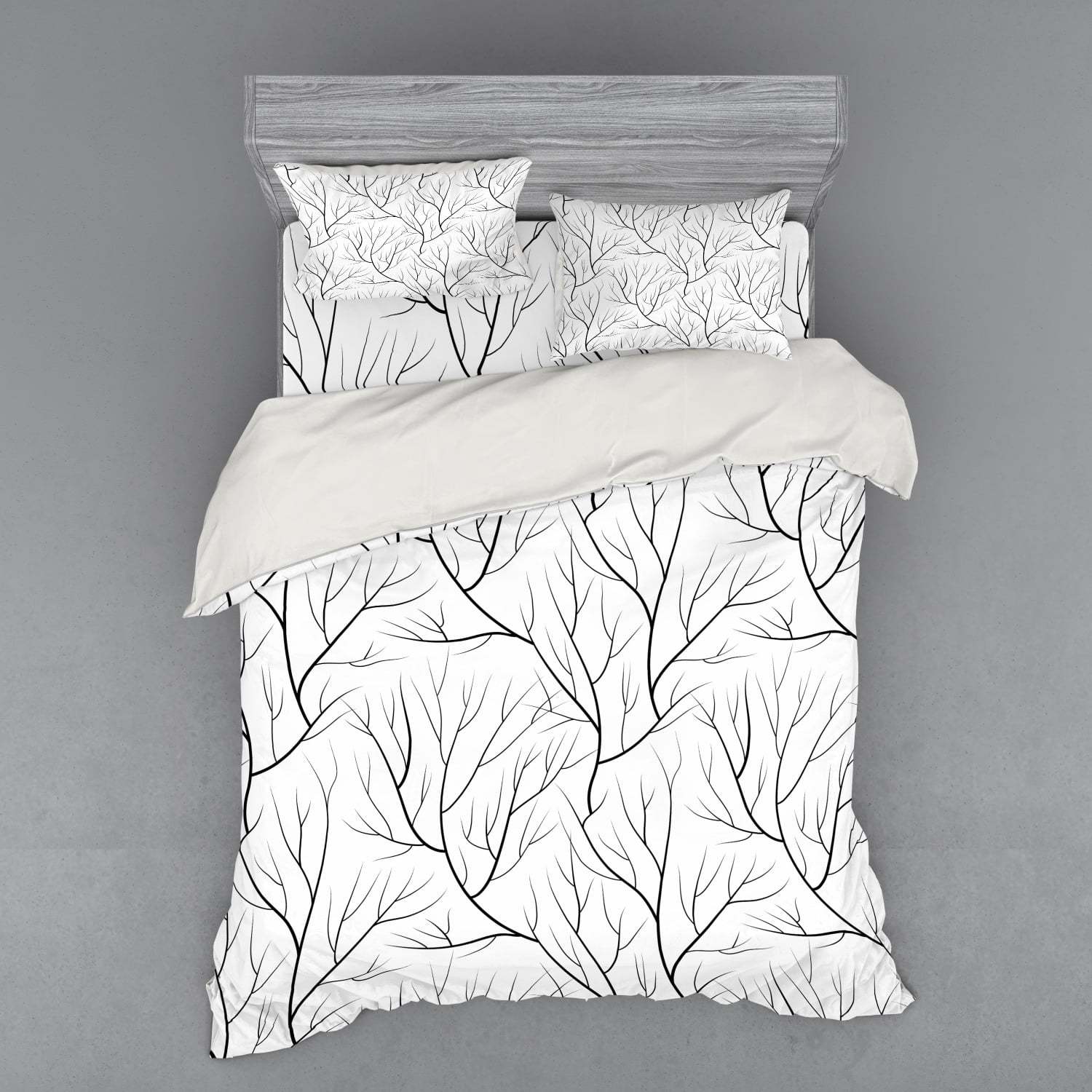 Winter Duvet Cover Set, Winter Tree Without Leaves Nature Theme