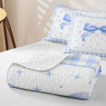 thumbnail image 4 of Manfei Blue Cartoon Bow Twin Quilt Set for Girls, Cute Ribbon Bow Twin Coverlet Set, 4 of 7