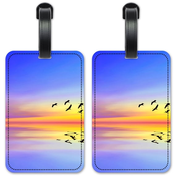 Geese Over Water - Luggage ID Tags / Suitcase Identification Cards - Set of 2