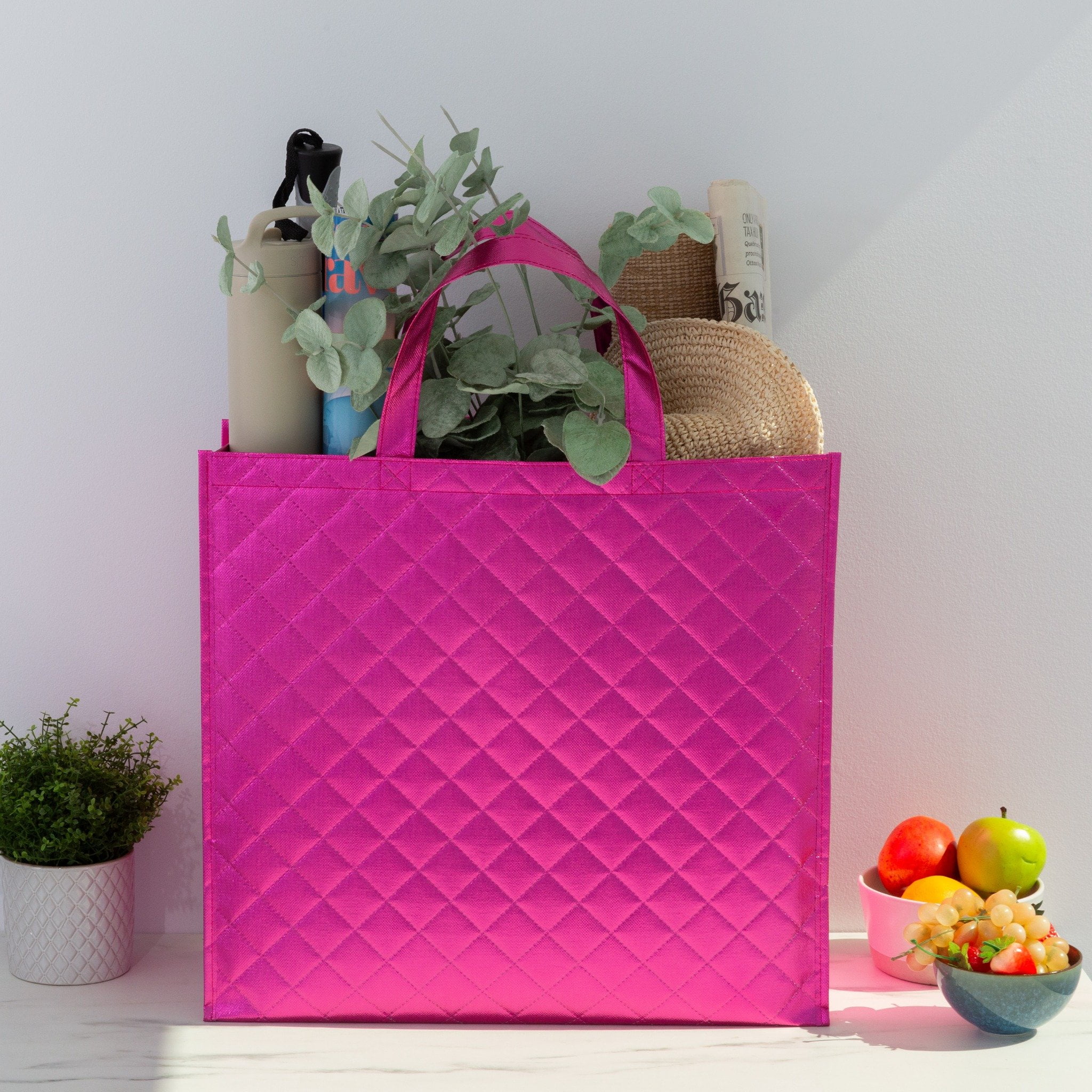 Sac d'épicerie réutilisable, Sac de Courses Matelassé pour les provisions, Sac fourre-tout polyvalent avec poignées. Sac à Provisions Réutilisable