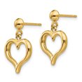 thumbnail image 2 of 14k Yellow Gold Heart Post Drop Dangle Earrings Love, 2 of 8