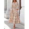 thumbnail image 4 of Vestido Maxi Floral de Mujer PRETTYGARDEN Manga Larga Cuello en V Talla L, 4 of 8