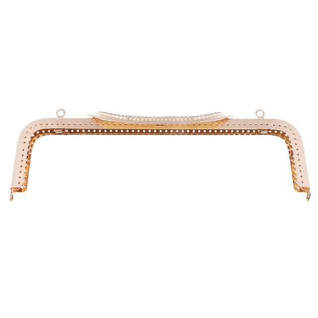 25cm Vintage Metal Frame Shaped Rhinestone Handle with Metal Clasp for Crafts Gold