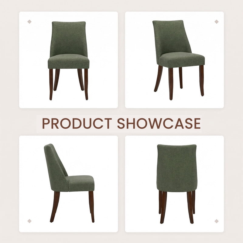 COLAMY Upholstered Dining Chairs Set of 6, Mid Century Modern Fabric Kitchen Chairs with 275lbs Weight Capacity, Sturdy Wood Legs Dining Chairs for Restaurant, Green