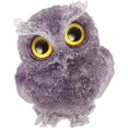 thumbnail image 1 of Estatua de búho de cristal de amatista de resina, piedra de bolsillo, estatuilla de animal de búho de orgona hecha a mano para decoración de escritorio de oficina en casa, púrpura, 1 of 5
