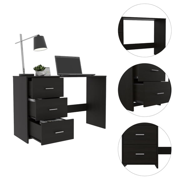 Home Office Desks, 3-Drawer Writing Desk Wenge, Wenge Office Desks,Particle Board Computer Desks, Furniture Office Desks & Work Surfaces