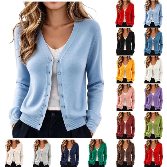 LIaqionyy Womens Soft Cardigans Sweaters Lightweight Long Sleeve Cardigan Open Front Casual Loose Sweater Clothes