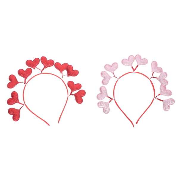 2 diademas con forma de corazón para el pelo, decoración para el pelo con forma de corazón para fiestas.