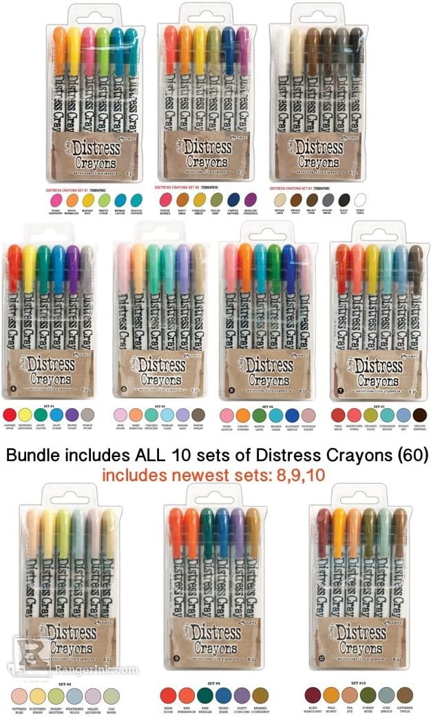 Ranger Tim Holtz Distress Crayon 2-Set Bundle  Crayons SET 1 AND SET 3 
