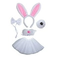 thumbnail image 4 of Conjunto de disfraz de conejo de Pascua, accesorios para Cosplay, pajarita y diadema con orejas de cola, moderno para fiestas temáticas de animales de 5 piezas, 4 of 10