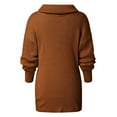 thumbnail image 4 of Olyvenn Cowl Neck Knitted Sweaters Knitwear Women's Plus Long Sleeve Fashion Solid Casual Tops for Women Female Leisure Brown M, 4 of 7