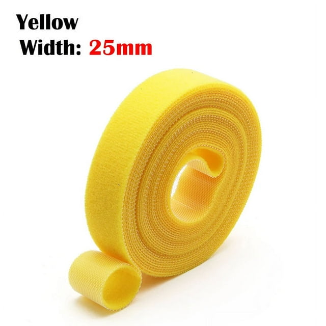 1~30Rolls Reusable Nylon Cable Ties 5 m/roll Self Adhesive Loop Bundle Clip Wire Organizer Management Cable Fastener Straps Tape Yellow Width 25mm 5 Rolls