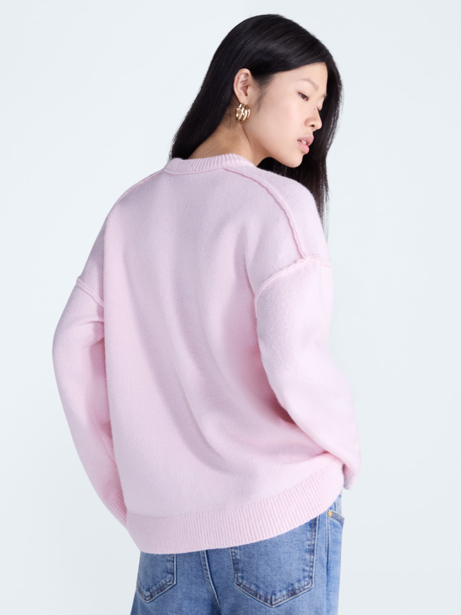 Scoop Women's Crewneck Seam Sweater, Sizes XS-XXL