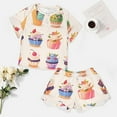 thumbnail image 4 of Cartoon Cake Print Women'S Pajamas Set Summer Sleepwear Sets 2 Piece Lounge Set, 4 of 7