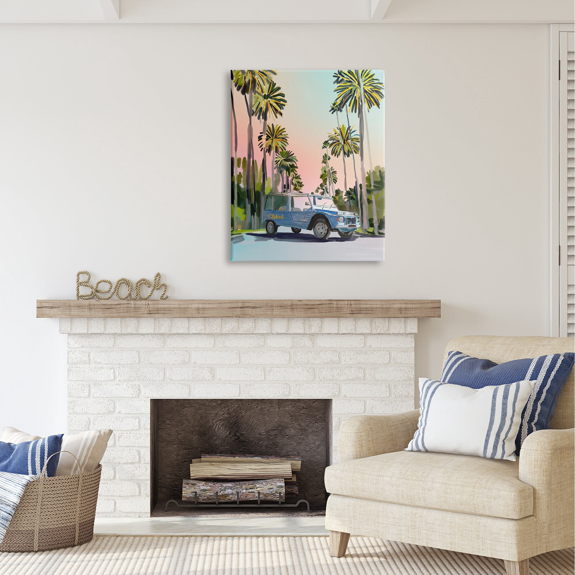 Stupell Industries Glam Summer Tropical Car Transportation Painting Gallery Wrapped Canvas Art Print Wall Art, 30 x 40