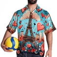 thumbnail image 4 of Eiffel Tower Valentine's Day Men's Short Sleeve Poplin Shirt, Button Down Casual Summer Beach Printed Unisex Shirt, 4 of 6
