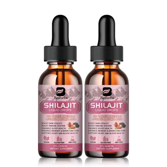 Shilajit Liquid Drops, with Ashwagandha, Turmeric, Ginseng, Support Energy, Brain, Immune, 2 fl oz