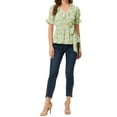 thumbnail image 3 of INSPIRE CHIC Women's Crossover V Neck Short Sleeves Ruffle Wrap Blouse, 3 of 7