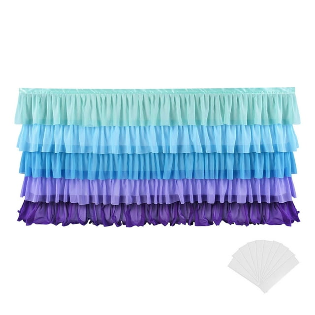 Gradual Color Changing Cake Skirt Decorative Table Cover for Birthday Wedding Party Events and Celebrations