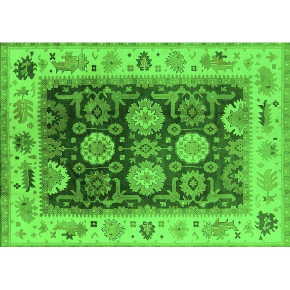 Ahgly Company Indoor Rectangle Oriental Green Traditional Area Rugs, 7' x 10'