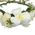 thumbnail image 5 of Floral Crown Bridal Headpiece Flower Headband with Ribbon, Children Knitting Headband Hair Wreath Garland Headbands for Party Events Festival Beige, 5 of 6