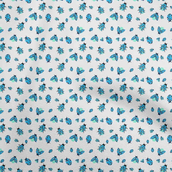 oneOone Viscose Jersey Turquoise Blue Fabric Ladybird Quilting Supplies Print Sewing Fabric By The Yard 60 Inch Wide