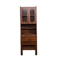 thumbnail image 4 of CATLK Convertible Office Desk Cabinet - Fold-Out Writing Table with Storage Drawer & Cabinet for Small Spaces, Walnut, 4 of 9