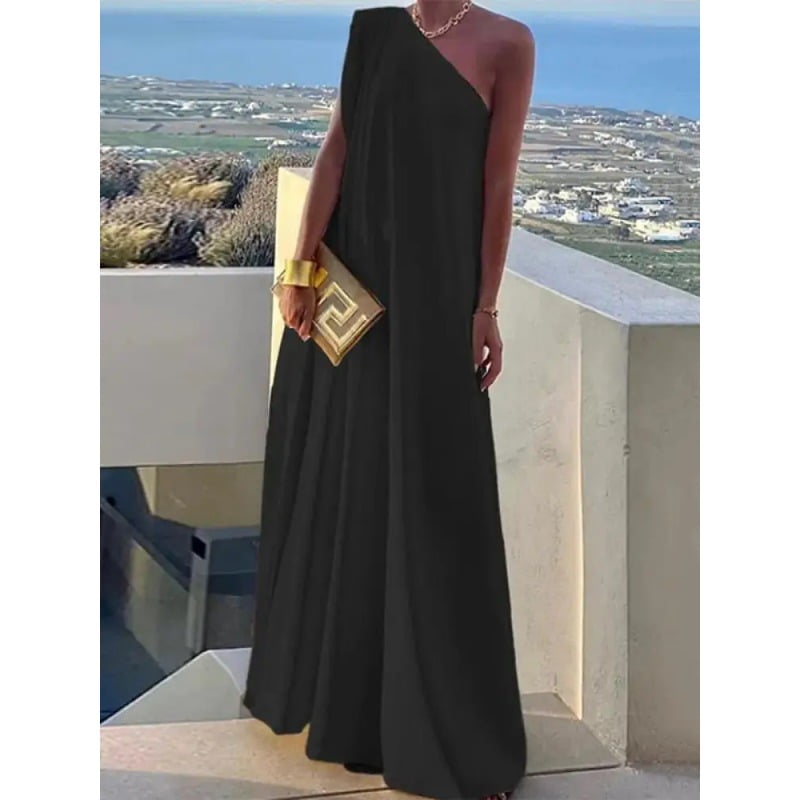Uoozee Women Fashion Asymmetric Solid Color Split-Joint One