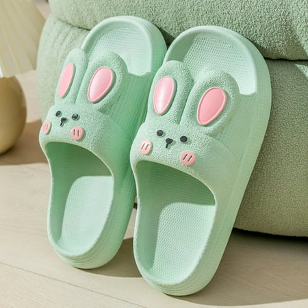

SUODUI Women s Slippers Slippers For Women In Summer Thick Soles Damp Bath Indoor Home Dormitory Cartoon Sandals For Women Green 6.5