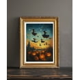 thumbnail image 3 of Witches Flying Over a Pumpkin Field Print Dark Academia Art Witchy Decor Gothic Home Decor Antique Halloween Illustration Rustic Vintage Poster Unframed, 3 of 3