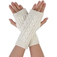 thumbnail image 1 of Gants Tricotés Sans Doigts Unisexes Blancs, 1 of 6