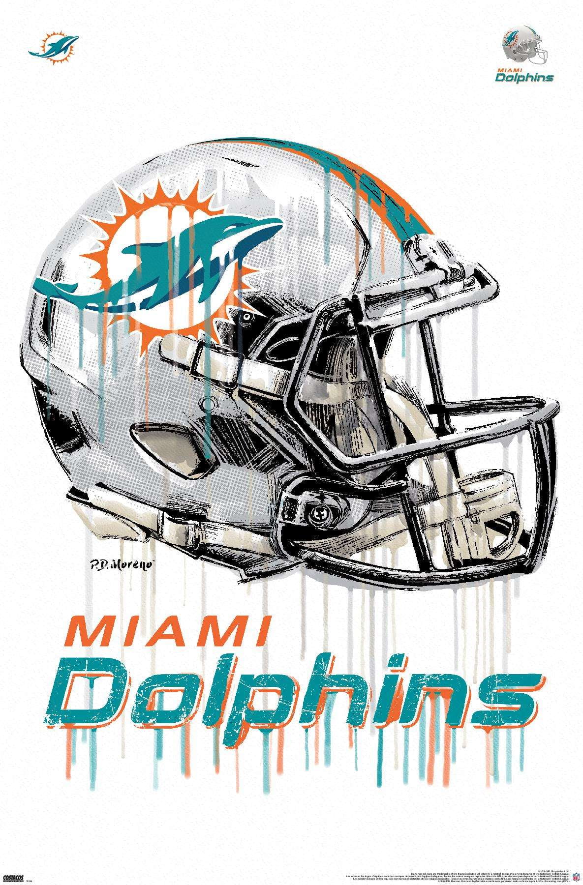 NFL Miami Dolphins Drip Helmet 20 Poster