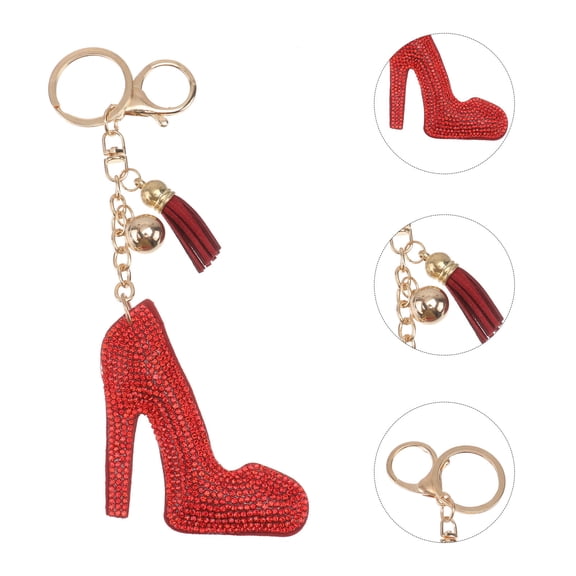 jojofuny Sparkly Keychains High Heels Key Chains Red 1Pack 7.5x2.8in For Women