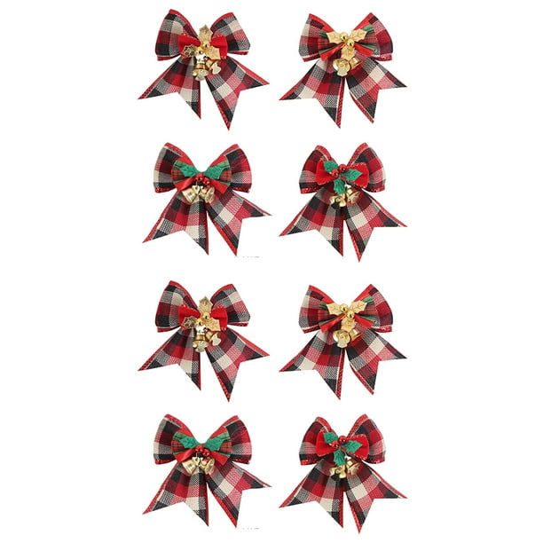 Paquete de 8 lazos navideños con campanas, para decoración navideña, decoración del hogar, decoración del árbol de Navidad Zhivalor CPB-SSW253-3