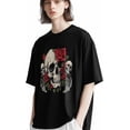 thumbnail image 3 of Camisetas de manga corta con calavera y rosa roja para hombre, camisetas de cuello redondo, 3 of 8