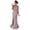 Pink, variant on Joernso Women Evening Dress V Neck Mesh Patchwork Sequin Sleeveless Split Hem Mermaid Shape Slim Fit Prom Party Banquet Bride Maxi Dress
