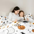 thumbnail image 4 of Manfei Lovely Ghost 7 Pieces Bedding Comforter Set,Funny Pumpkin Full Bedding Set,Happy Halloween Fitted Sheet Flat Sheet For Teens,White Black Orange Bedroom Decor Reversible, 4 of 8