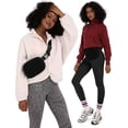 thumbnail image 2 of Riñonera Sherpa para mujer, riñonera de forro polar, impermeable, con correa ajustable para entrenamiento, correr, viajar, senderismo (forro polar negro), 2 of 6