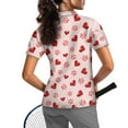 thumbnail image 2 of COEQINE Women 1/4 Zip Golf Shirts Moisture Wicking Short Sleeve Polo Shirts Heart and Paw Print Pink Pattern Lightweight Golf Tops Soft Quick Dry Fit Sportswear for Valentine's Day, L, 2 of 7