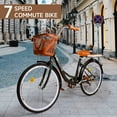 ARTUDATECH 26 Inch Beach Cruiser Bike for Women, 7 Speed Commute Bike for Adults, Women Bicycle with Adjustable Seat and Basket