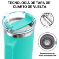 thumbnail image 3 of Termo De 40oz Con Asa Y Popote Acero Inoxidable Agua Cafe Kimhi Ideal Para Portavasos De Coche Vaso Térmico Para Agua Fria Y Caliente Color Aqua, 3 of 7