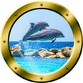 thumbnail image 2 of VWAQ Dolphins Wall Sticker Porpoise Porthole 3D Wall Decal Peel And Stick Decor - GP27 (20" Diameter), 2 of 2