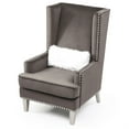 thumbnail image 3 of Wilshire Dark Gray High back Velvet Accent Chair with Faux Fur Pillow, 3 of 5