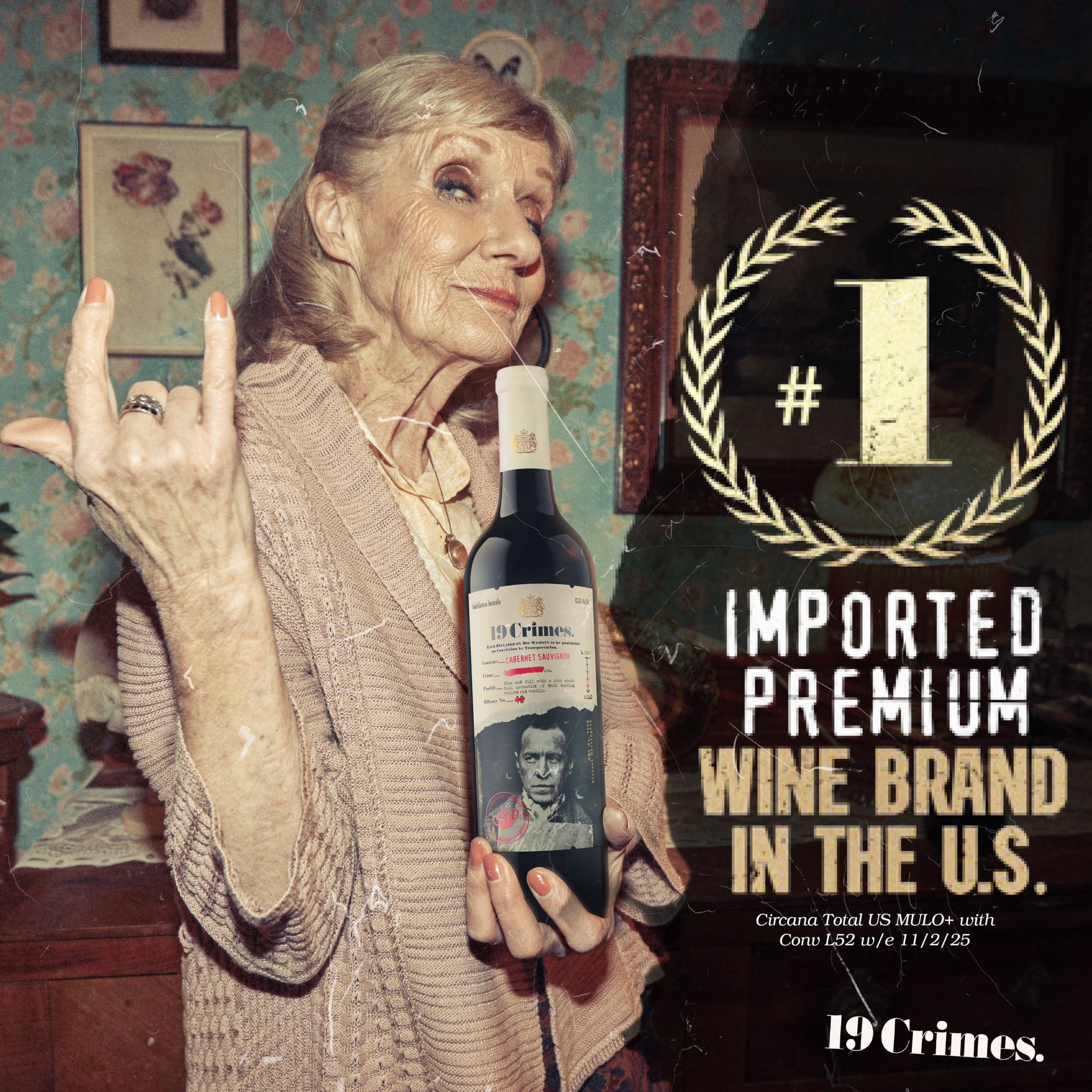 19 Crimes Cabernet Sauvignon Red Wine, 750ml Glass wine bottle
