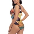 thumbnail image 4 of Picia Colorful Wave Dragon Head Pattern Women's One Piece Swimsuits,One Shoulder Swimwear Asymmetric ,Ruffle Monokinis Bathing Suits,High Waisted Flattering Bathing Suits-Small, 4 of 8